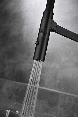 Смеситель для кухни AQUAme Cucina AQM9904MB с гибким изливом, черный матовый Смеситель для кухни AQUAme Cucina AQM9904MB с гибким изливом, черный матовый