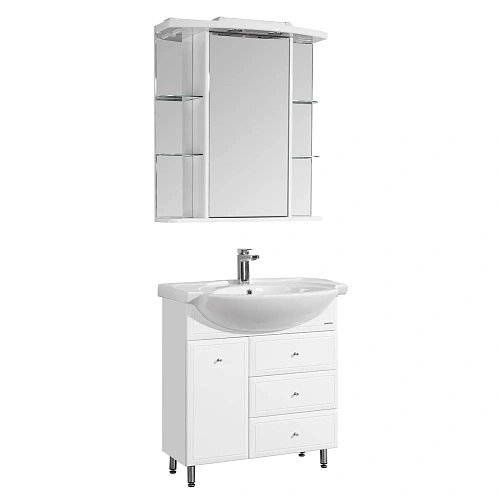 Зеркальный шкаф Aquaton Эмили 80 белый 1A002702EM010 Зеркальный шкаф Aquaton Эмили 80 белый 1A002702EM010