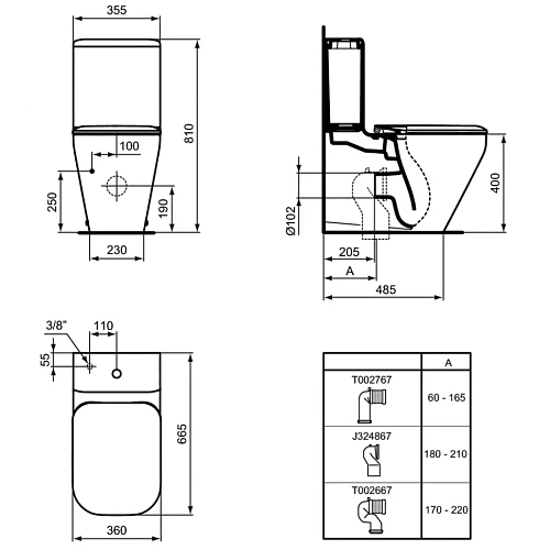 Чаша напольного унитаза Ideal Standard TONIC II AquaBlade K316901 с сиденьем Чаша напольного унитаза Ideal Standard TONIC II AquaBlade K316901 с сиденьем