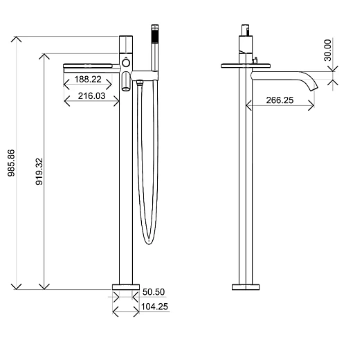 Смеситель для ванны Boheme STICK напольный BLACK LINEA 129-BB.3 Смеситель для ванны Boheme STICK напольный BLACK LINEA 129-BB.3