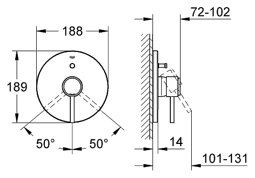 Смеситель для ванны Grohe Atrio OHM new 19459001 Смеситель для ванны Grohe Atrio OHM new 19459001