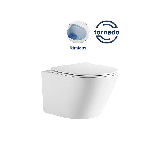Унитаз подвесной Vincea One VT1-29 безободковый Tornado, белый, ультратонкое сиденье soft-close Унитаз подвесной Vincea One VT1-29 безободковый Tornado, белый, ультратонкое сиденье soft-close