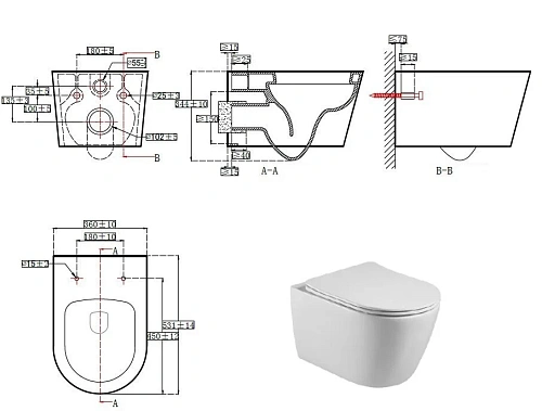 Унитаз подвесной Aquatek БЕТТА AQ1253W-00 530x360x345 безободковый тонкое сиденье Soft Close Унитаз подвесной Aquatek БЕТТА AQ1253W-00 530x360x345 безободковый тонкое сиденье Soft Close