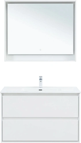 Тумба под раковину Aquanet Милан 100 белый глянец 00336370 подвесная Тумба под раковину Aquanet Милан 100 белый глянец 00336370 подвесная