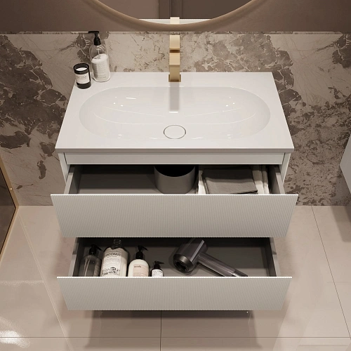 Тумба под раковину Vincea Welle 800 подвесная, белый матовый софт-тач Тумба под раковину Vincea Welle 800 подвесная, белый матовый софт-тач