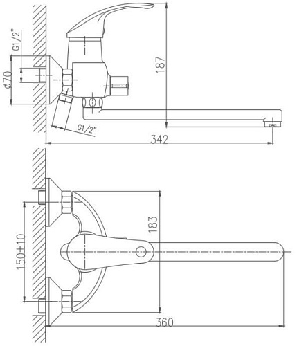 Смеситель для ванны Haiba HB2221, хром Смеситель для ванны Haiba HB2221, хром