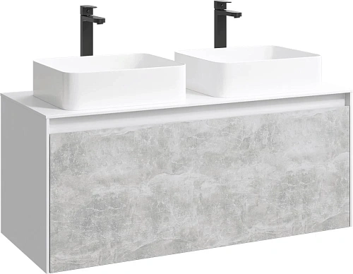 Фасад тумбы под раковину AQWELLA Mobi MOB0712BS, цвет бетон светлый, 120 см Фасад тумбы под раковину AQWELLA Mobi MOB0712BS, цвет бетон светлый, 120 см
