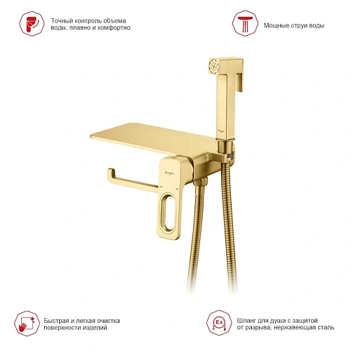 Гигиенический душ Raglo R51.55.03 встраиваемый, сатин золотой Гигиенический душ Raglo R51.55.03 встраиваемый, сатин золотой
