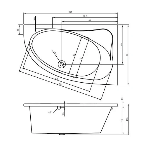 Акриловая ванна Riho Lyra BA6600500000000 140х90 L Акриловая ванна Riho Lyra BA6600500000000 140х90 L