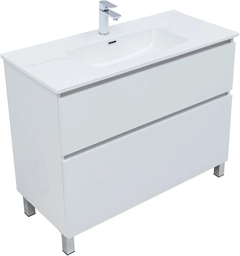 Тумба под раковину Aquanet Вега 100 00344125 напольная, белый глянец Тумба под раковину Aquanet Вега 100 00344125 напольная, белый глянец
