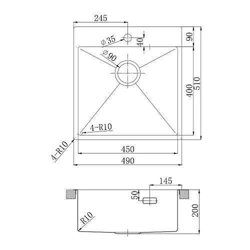 Кухонная мойка Lemark JANGA 490 из нержавеющей стали, сталь 9937105 Кухонная мойка Lemark JANGA 490 из нержавеющей стали, сталь 9937105