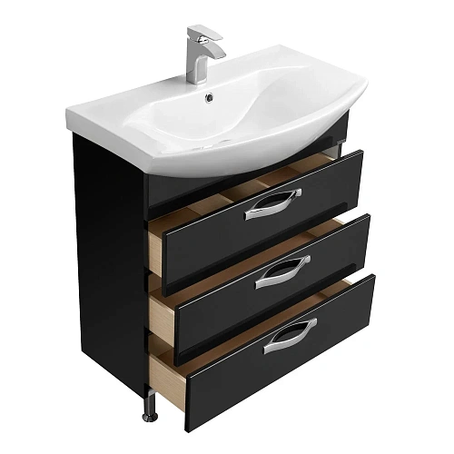 Тумба под раковину Aquaton Ария 80 Н черный глянец 1A141301AA950 Тумба под раковину Aquaton Ария 80 Н черный глянец 1A141301AA950