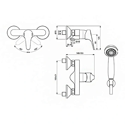 Смеситель для душа Vidima Next BA370AA, хром Смеситель для душа Vidima Next BA370AA, хром