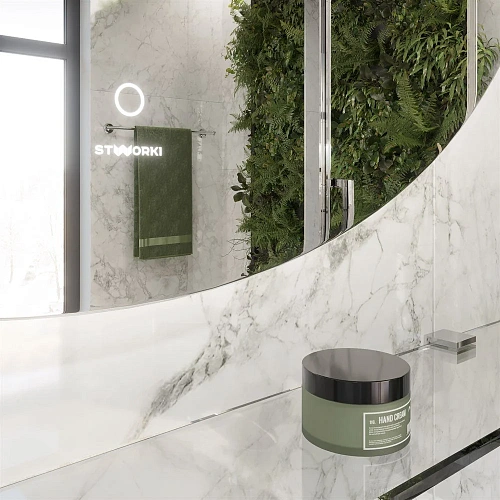 Зеркало STWORKI Мальмё 100 с ореольной подсветкой, сенсор на зеркале, круглое, настенное 465745 Зеркало STWORKI Мальмё 100 с ореольной подсветкой, сенсор на зеркале, круглое, настенное 465745