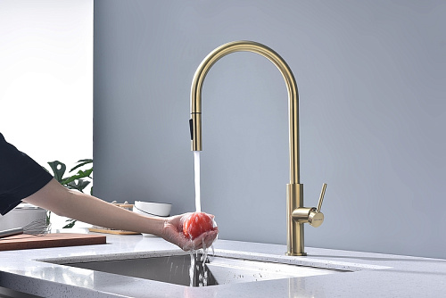 Смеситель для кухни Paulmark SENSO светлое золото Se215180-LG Смеситель для кухни Paulmark SENSO светлое золото Se215180-LG