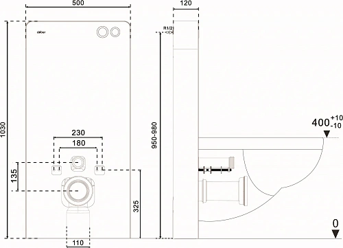 Инсталляционный модуль внешнего монтажа ABBER AC0107MW для подвесного унитаза, белый Инсталляционный модуль внешнего монтажа ABBER AC0107MW для подвесного унитаза, белый