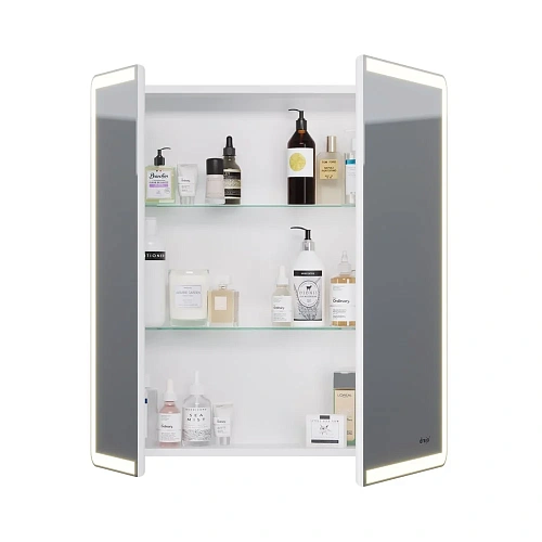 Зеркальный шкаф DREJA POINT, 70 см, 2 дверцы, 2 стеклянные полки, инфракрасный выключатель, LED-подс 99.9033 Зеркальный шкаф DREJA POINT, 70 см, 2 дверцы, 2 стеклянные полки, инфракрасный выключатель, LED-подс 99.9033