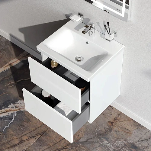 Тумба под раковину AM.PM Gem M90FHX0502WG подвесная, 50 см push-to-open, белый, Тумба под раковину AM.PM Gem M90FHX0502WG подвесная, 50 см push-to-open, белый,