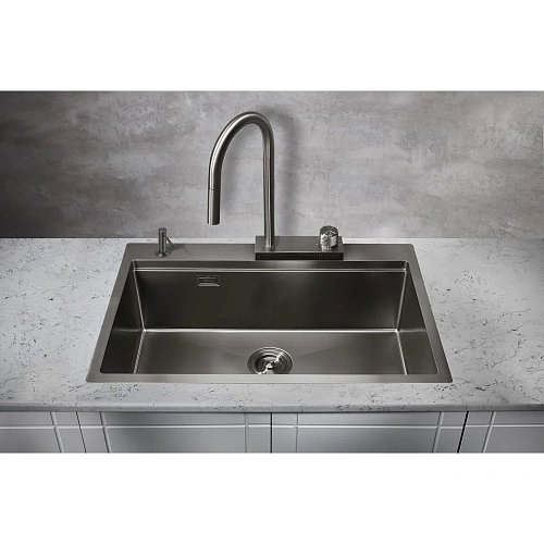 Кухонная мойка Milacio Denia 75 Steel (MC.77429) сталь воронёная Кухонная мойка Milacio Denia 75 Steel (MC.77429) сталь воронёная