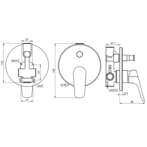 Смеситель для ванны Damixa Jupiter 777100000, встраиваемый, хром Смеситель для ванны Damixa Jupiter 777100000, встраиваемый, хром