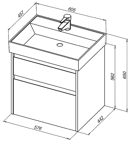 Тумба с раковиной Aquanet Nova Lite 60 дуб рошелье (2 ящика) 00245241 Тумба с раковиной Aquanet Nova Lite 60 дуб рошелье (2 ящика) 00245241