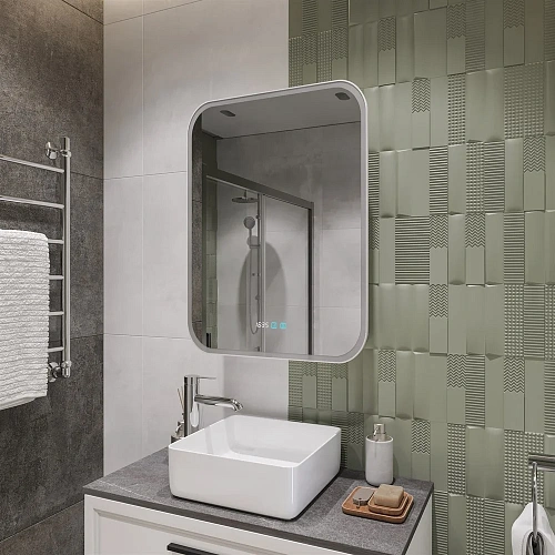 Зеркальный шкаф STWORKI Алта 60 см, с LED подсветкой и часами, смарт, прямоугольное, сенсорное управ 551041 Зеркальный шкаф STWORKI Алта 60 см, с LED подсветкой и часами, смарт, прямоугольное, сенсорное управ 551041