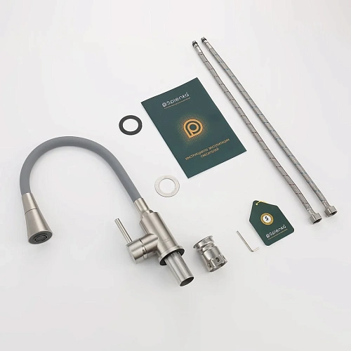 Смеситель для кухни Splenka S201.4307.05 с гибким изливом, сатин Смеситель для кухни Splenka S201.4307.05 с гибким изливом, сатин