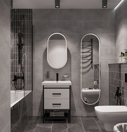 Шкаф-пенал STWORKI Мальмё МВК076 45, с подсветкой, черный 541644 Шкаф-пенал STWORKI Мальмё МВК076 45, с подсветкой, черный 541644