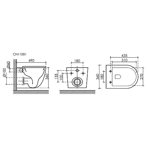Унитаз подвесной Ceramica Nova UNO CN11001MB черный матовый Унитаз подвесной Ceramica Nova UNO CN11001MB черный матовый
