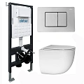 Комплект унитаза ABBER Bequem AC1132TC белый, с закрытым дном с инсталляцией AC0105 и кнопкой AC0120 хром глянцевый Комплект унитаза ABBER Bequem AC1132TC белый, с закрытым дном с инсталляцией AC0105 и кнопкой AC0120 хром глянцевый