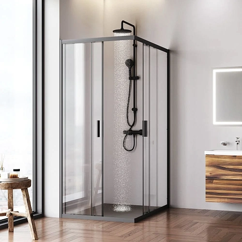 Душевой уголок AM.PM Gem W90G-403-120290-BT 120x90 черный матовый, стекло прозрачное Душевой уголок AM.PM Gem W90G-403-120290-BT 120x90 черный матовый, стекло прозрачное