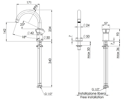 Смеситель для раковины Remer Element ET57CFP, черный брашированный хром Смеситель для раковины Remer Element ET57CFP, черный брашированный хром