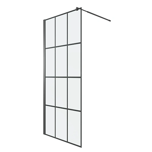 Душевая перегородка Niagara Eco NG-552-80BLACK (80x190) профиль черный, стекло КЛЕТКА Душевая перегородка Niagara Eco NG-552-80BLACK (80x190) профиль черный, стекло КЛЕТКА