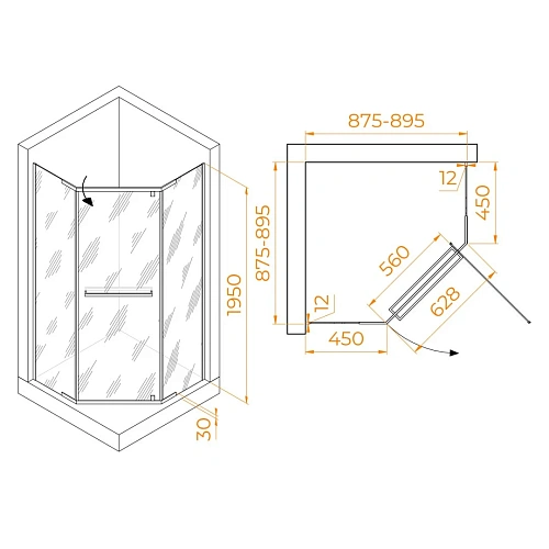 Душевой уголок RGW PA-82B 900x900 мм 41088299-14 черный Easy Clean Душевой уголок RGW PA-82B 900x900 мм 41088299-14 черный Easy Clean