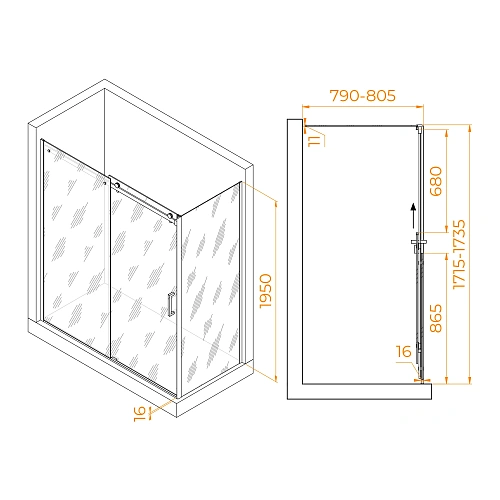 Душевой уголок RGW TO-44 (TO-14 + Z-050-2) 1700x800 мм 02074478-11 хром Easy Clean Душевой уголок RGW TO-44 (TO-14 + Z-050-2) 1700x800 мм 02074478-11 хром Easy Clean