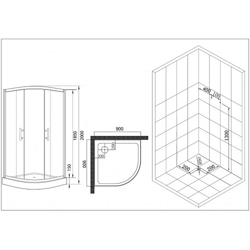 Душевой уголок Esbano (ESUGR8015) ESR-801590x90x200 Душевой уголок Esbano (ESUGR8015) ESR-801590x90x200