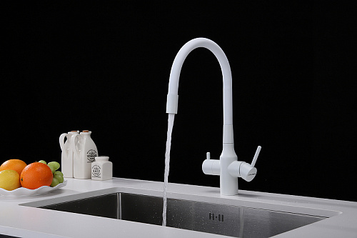 Смеситель для кухни Paulmark SALIX белый матовый Sa213419-WH Смеситель для кухни Paulmark SALIX белый матовый Sa213419-WH