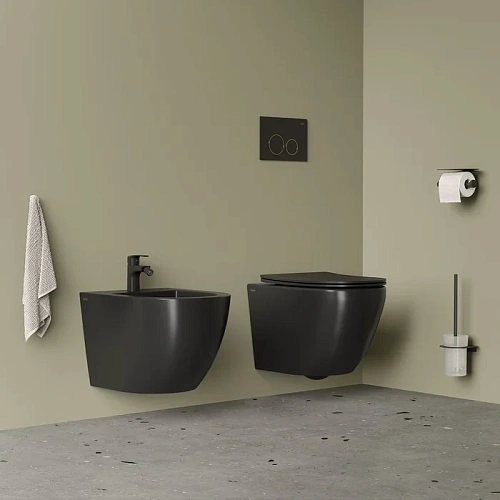 Комплект 2в1: подвесной унитаз и биде IDDIS Blanco (BLAR3BMi73) черный матовый Комплект 2в1: подвесной унитаз и биде IDDIS Blanco (BLAR3BMi73) черный матовый