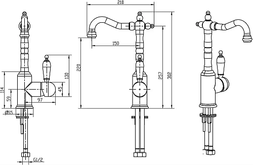 Смеситель для раковины Boheme CRYSTAL хром (одноручковый) 262-CRST Смеситель для раковины Boheme CRYSTAL хром (одноручковый) 262-CRST