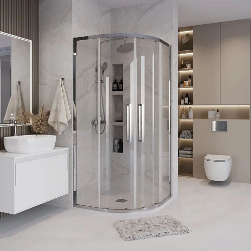 Душевой уголок GROSSMAN Cosmo 301.K33.02.8080.10.00 (80x80x195) полукруг,раздвижн,хром,стекло прозрачное Душевой уголок GROSSMAN Cosmo 301.K33.02.8080.10.00 (80x80x195) полукруг,раздвижн,хром,стекло прозрачное