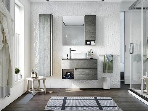 Комплект мебели STWORKI Карлстад 90 дуб рошелье, монте тиберио, с отверстием для смесителя в столешн 425490 Комплект мебели STWORKI Карлстад 90 дуб рошелье, монте тиберио, с отверстием для смесителя в столешн 425490