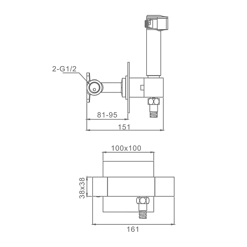 Гигиенический душ Raglo R24.56 встраиваемый с термостатом, хром Гигиенический душ Raglo R24.56 встраиваемый с термостатом, хром