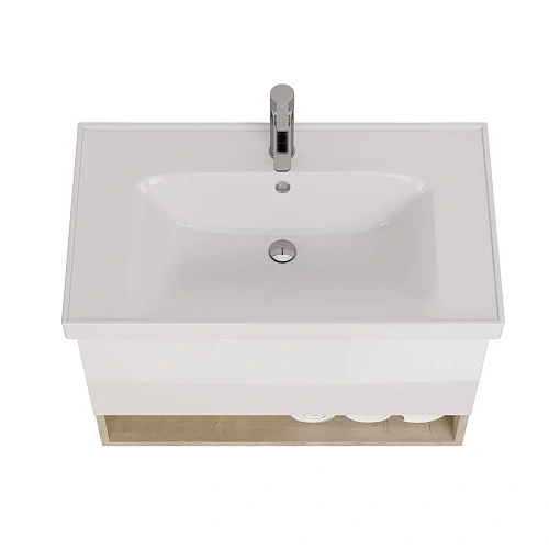 Тумба под раковину DREJA PERFECTO, 90 см, подвесная, 1 ящик, дуб эврика/белый глянец 99.0813 Тумба под раковину DREJA PERFECTO, 90 см, подвесная, 1 ящик, дуб эврика/белый глянец 99.0813