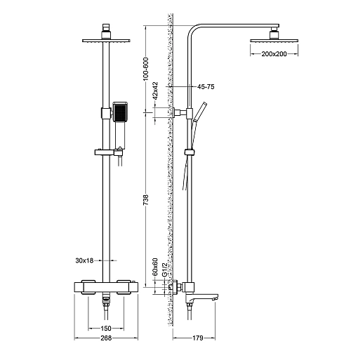 Душевая система Timo Tetra-thermo SX-0169/00 с термостатом хром Душевая система Timo Tetra-thermo SX-0169/00 с термостатом хром