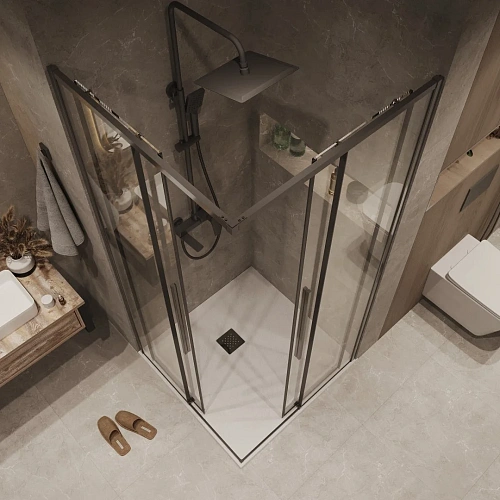 Душевая дверь GROSSMAN Galaxy 1/2.K33.01.11.42.00 (110x195) графит сатин, стекло прозрачное Душевая дверь GROSSMAN Galaxy 1/2.K33.01.11.42.00 (110x195) графит сатин, стекло прозрачное