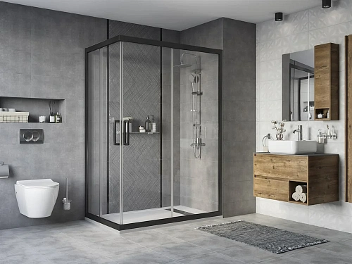 Душевой уголок STWORKI Карлстад 140x90 см профиль черный матовый 466696 Душевой уголок STWORKI Карлстад 140x90 см профиль черный матовый 466696