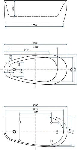 Акриловая ванна Allen Brau Priority 170x80 2.31002.21/AM белый матовый (панель антрацит) Акриловая ванна Allen Brau Priority 170x80 2.31002.21/AM белый матовый (панель антрацит)