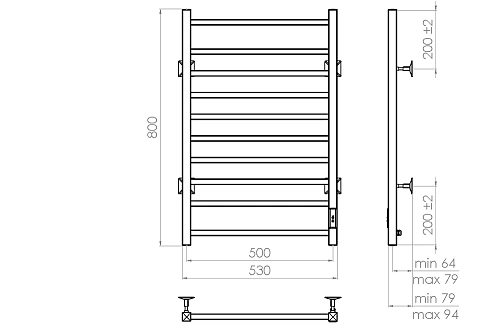 Полотенцесушитель электрический Vincea VTD-1LWE 50x80, белый, таймер Полотенцесушитель электрический Vincea VTD-1LWE 50x80, белый, таймер