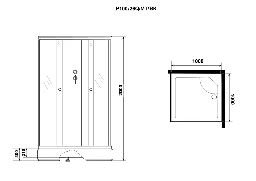 Душевая кабина Niagara Promo P100/26Q/MT/BK (1000х1000х2000) Душевая кабина Niagara Promo P100/26Q/MT/BK (1000х1000х2000)
