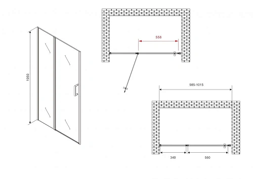 Душевая дверь ABBER Sonnenstrand AG04100S 100 см универсальная, профиль хром, стекло прозрачное Душевая дверь ABBER Sonnenstrand AG04100S 100 см универсальная, профиль хром, стекло прозрачное
